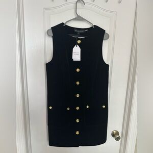 ⚡️NWT English Factory Black  Velvet Mini Dress with Gold Buttons